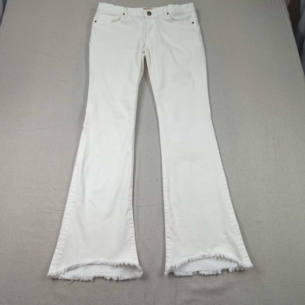 Driftwood Jeans Womens 29 White Eva Flare Frayed Hippie Boho Stretch